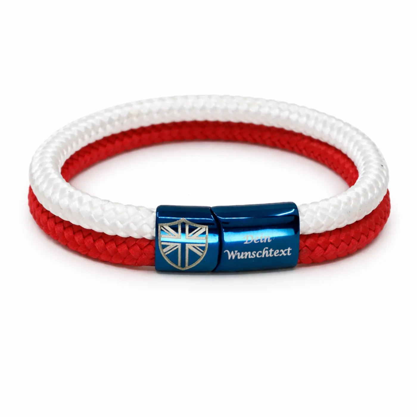 Segeltau-Armband GROßBRITANNIEN Union Jack 2 x Ø 6 mm mit Edelstahl-Magnetverschluss, optional mit Gravur