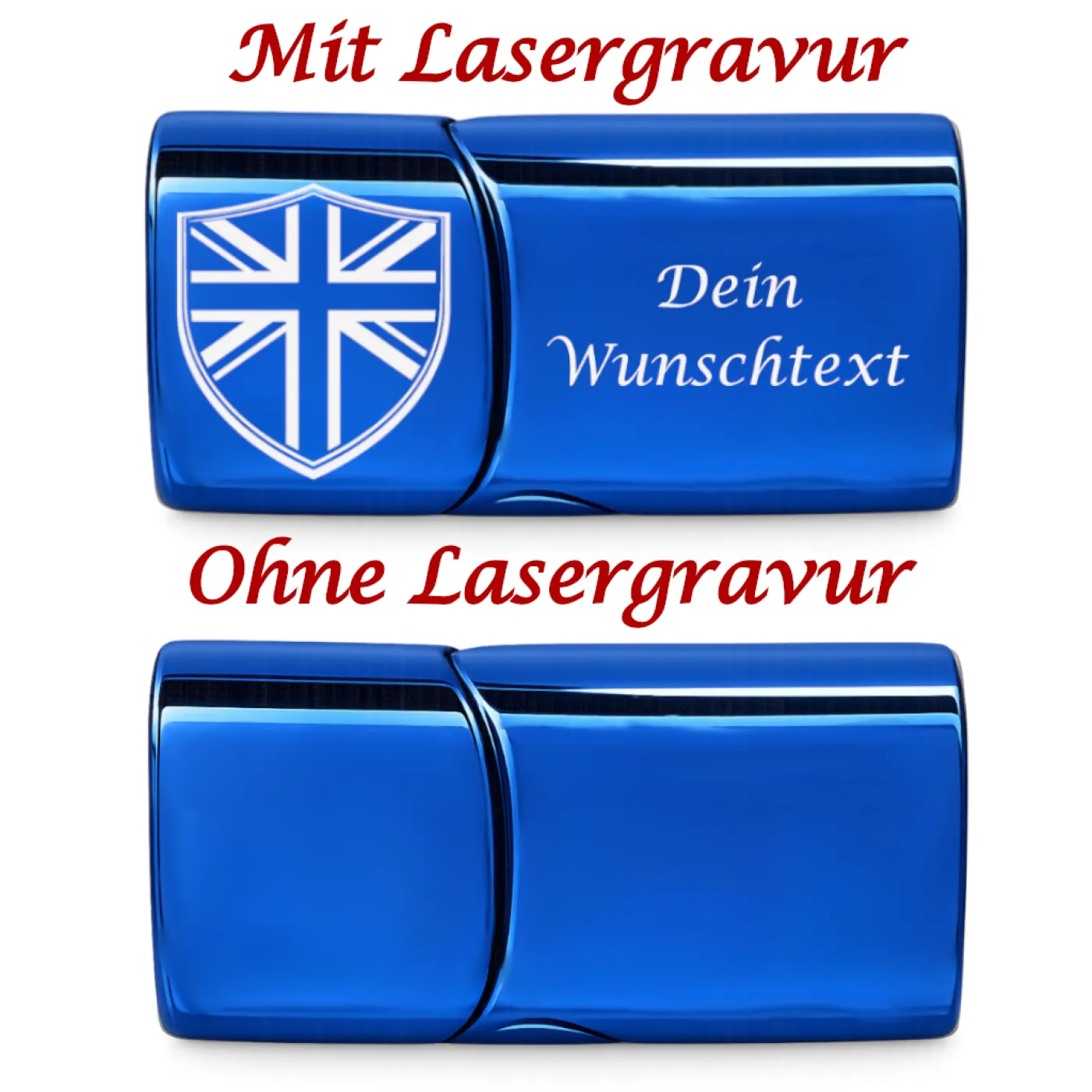 Segeltau-Armband GROßBRITANNIEN Union Jack 2 x Ø 6 mm mit Edelstahl-Magnetverschluss » Personalisierbar – Ansicht 3