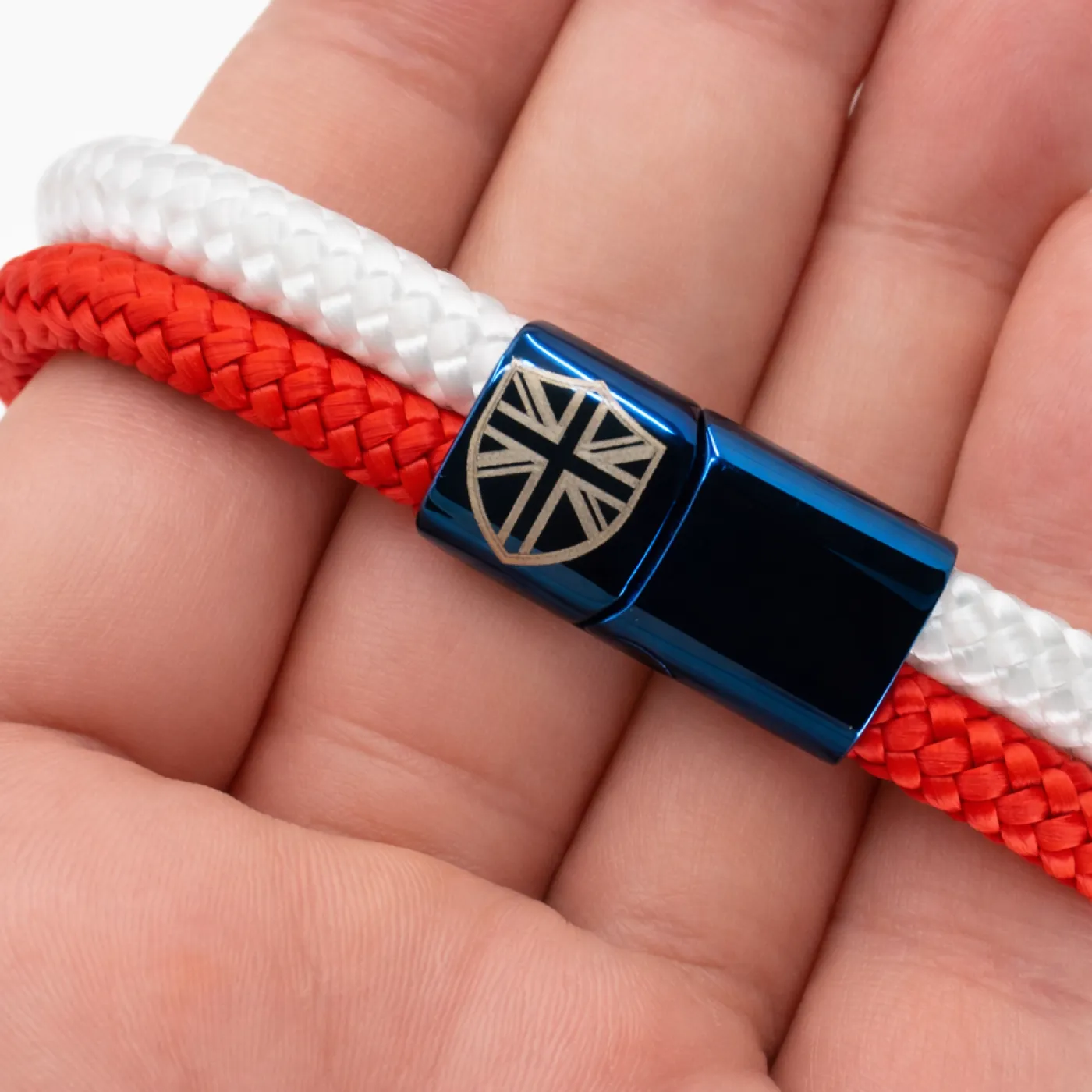 Segeltau-Armband GROßBRITANNIEN Union Jack 2 x Ø 6 mm mit Edelstahl-Magnetverschluss » Personalisierbar – Ansicht 1