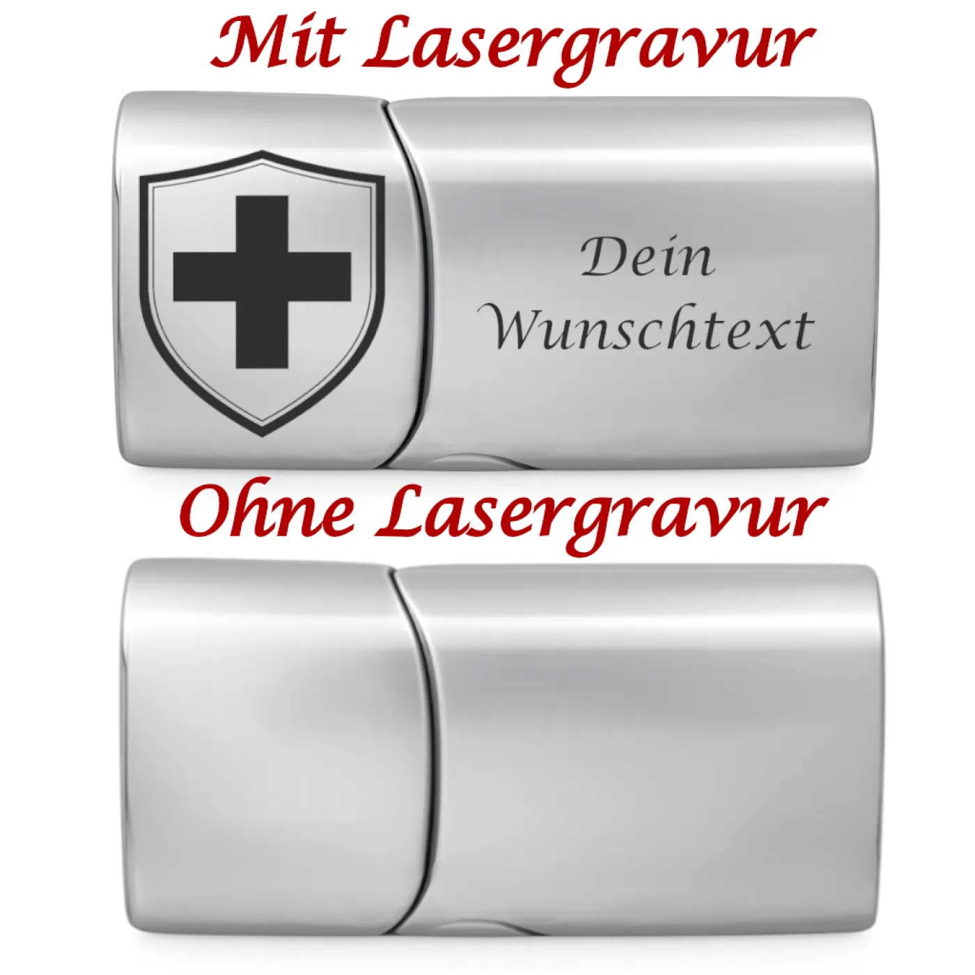 Segeltau-Armband SCHWEIZ Kreuz 2 x Ø 6 mm mit Edelstahl-Magnetverschluss » Personalisierbar – Ansicht 3