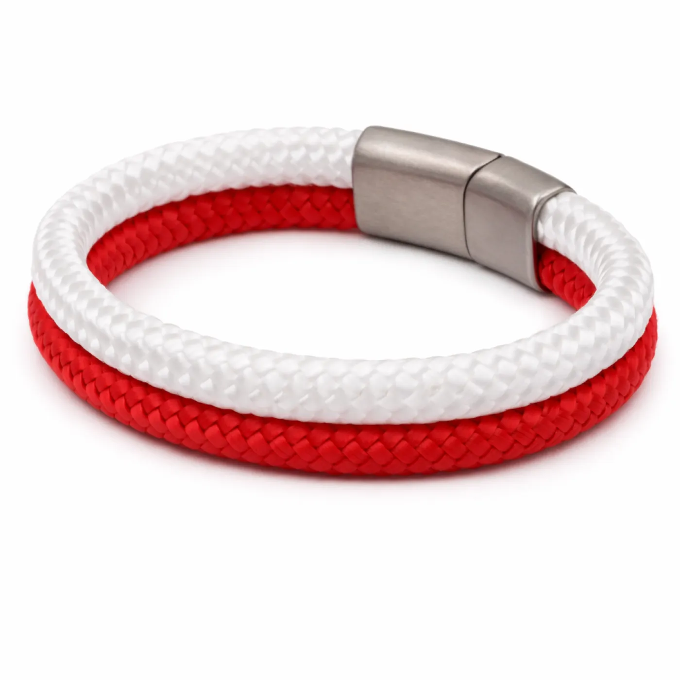Segeltau-Armband SCHWEIZ Kreuz 2 x Ø 6 mm mit Edelstahl-Magnetverschluss » Personalisierbar – Ansicht 2