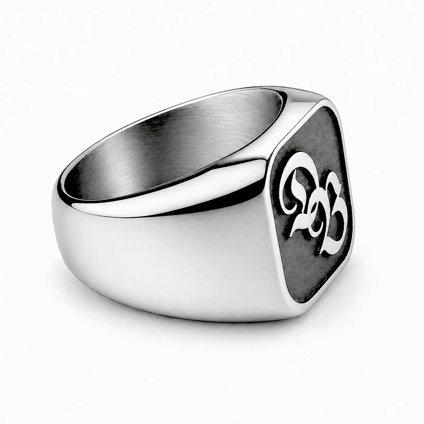 Siegelring aus Edelstahl mit Monogramm-Tiefengravur 16x16 mm » Personalisierbar – Ansicht 3