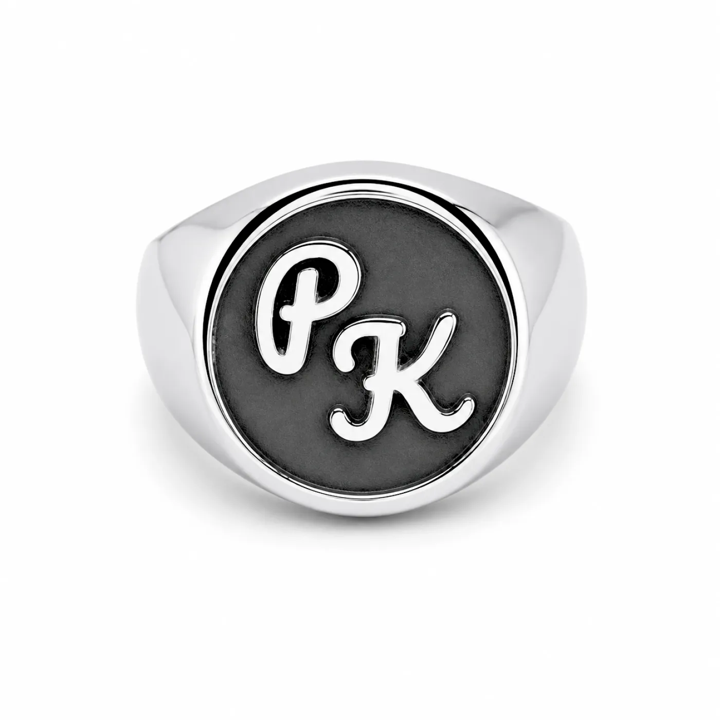Siegelring aus Edelstahl mit Monogramm-Tiefengravur Ø 21 mm » Personalisierbar – Ansicht 1