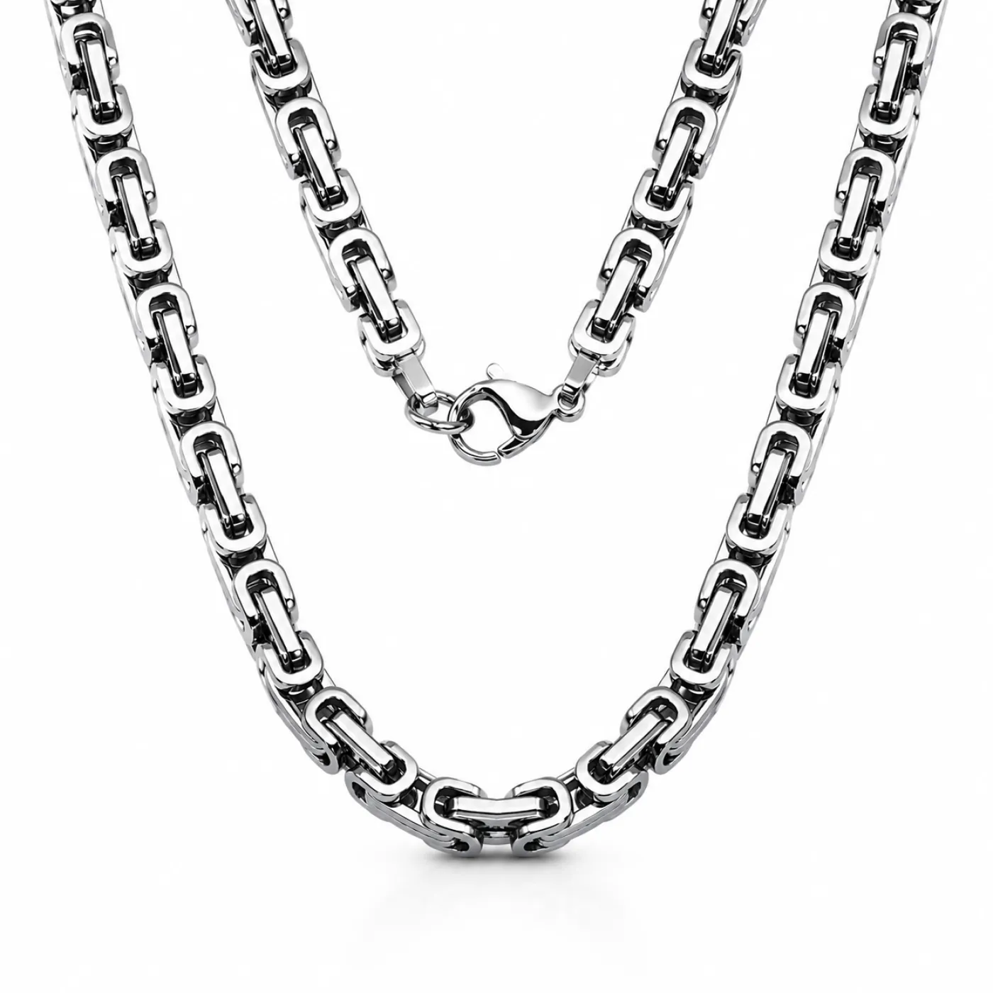 Byzantinische Edelstahlkette, Länge 55 cm, Stärke 5 mm, Farbton Silber