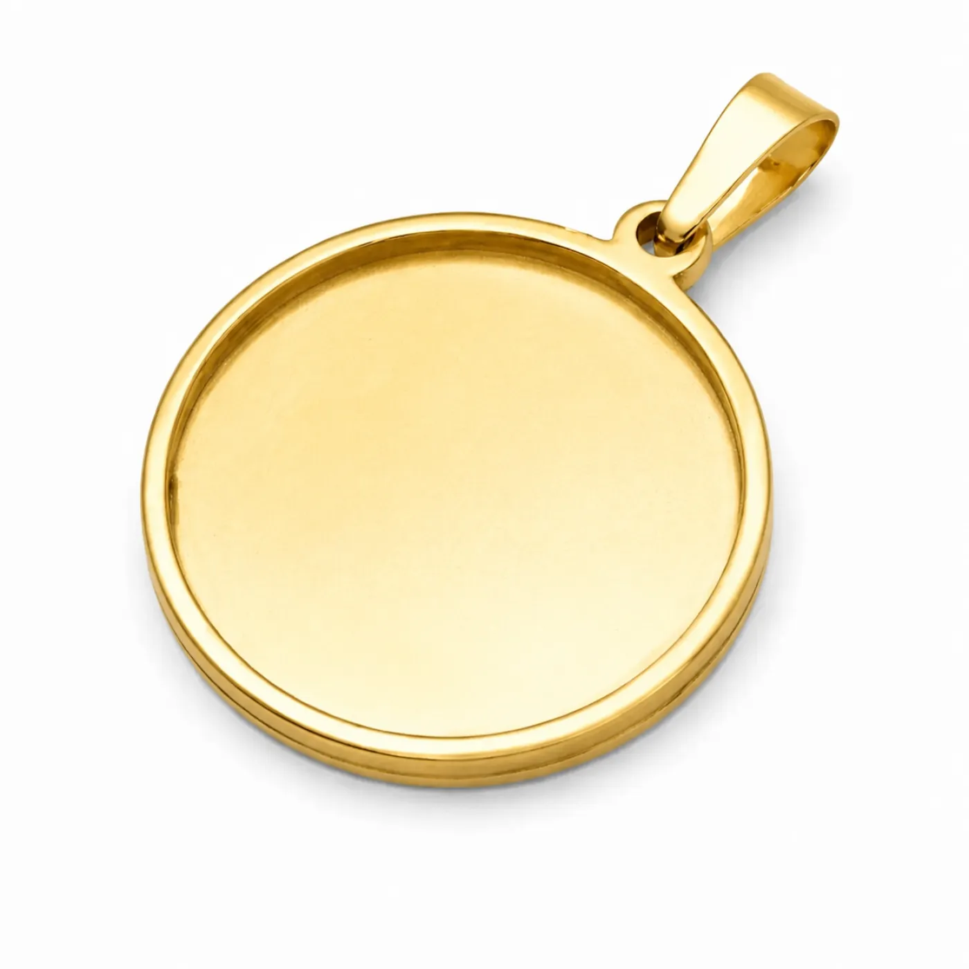 Anhänger-Rohling aus Edelstahl, rund / Innen Ø 20 mm, optional mit Gravur, Farbton Gold
