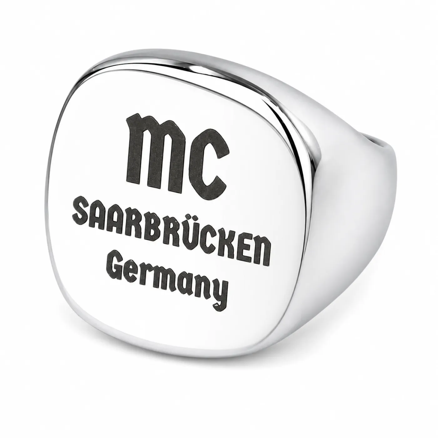 Siegelring aus Edelstahl XXL mit individueller Lasergravur 23 x 23 mm, inklusive Gravur - Oben