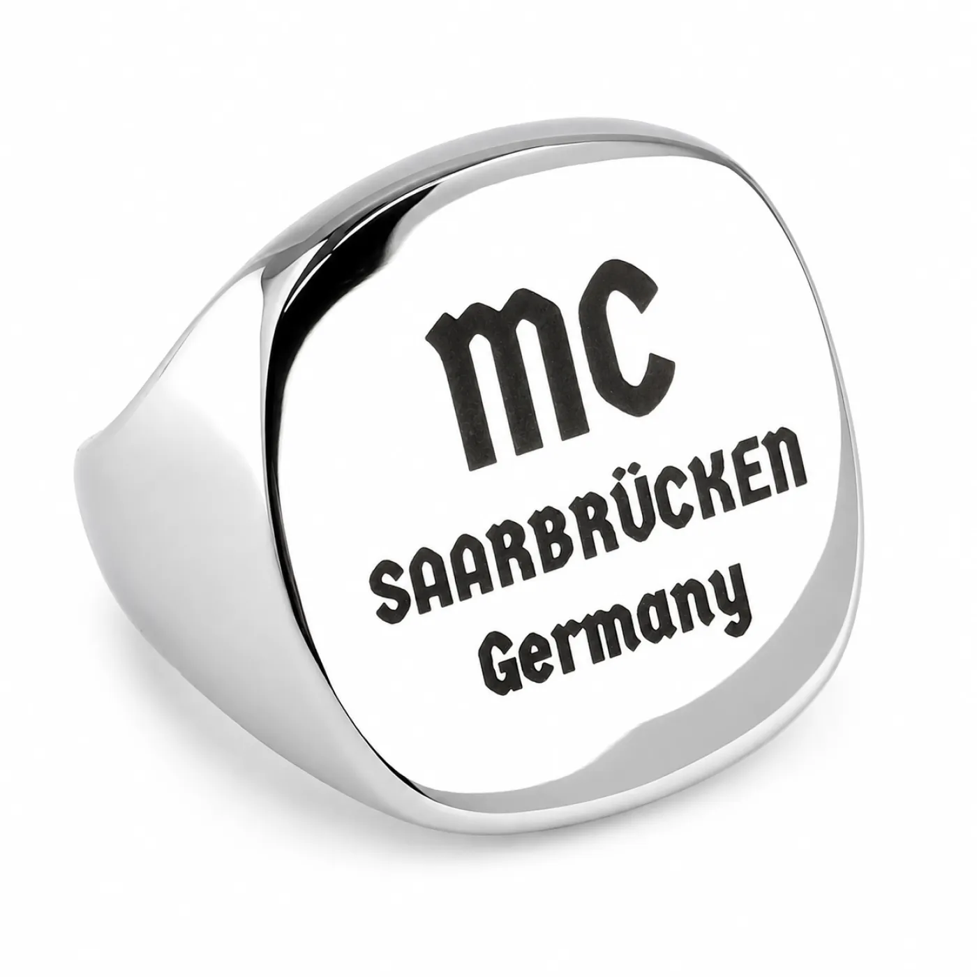 Siegelring aus Edelstahl XXL mit individueller Lasergravur 23 x 23 mm, inklusive Gravur - Oben