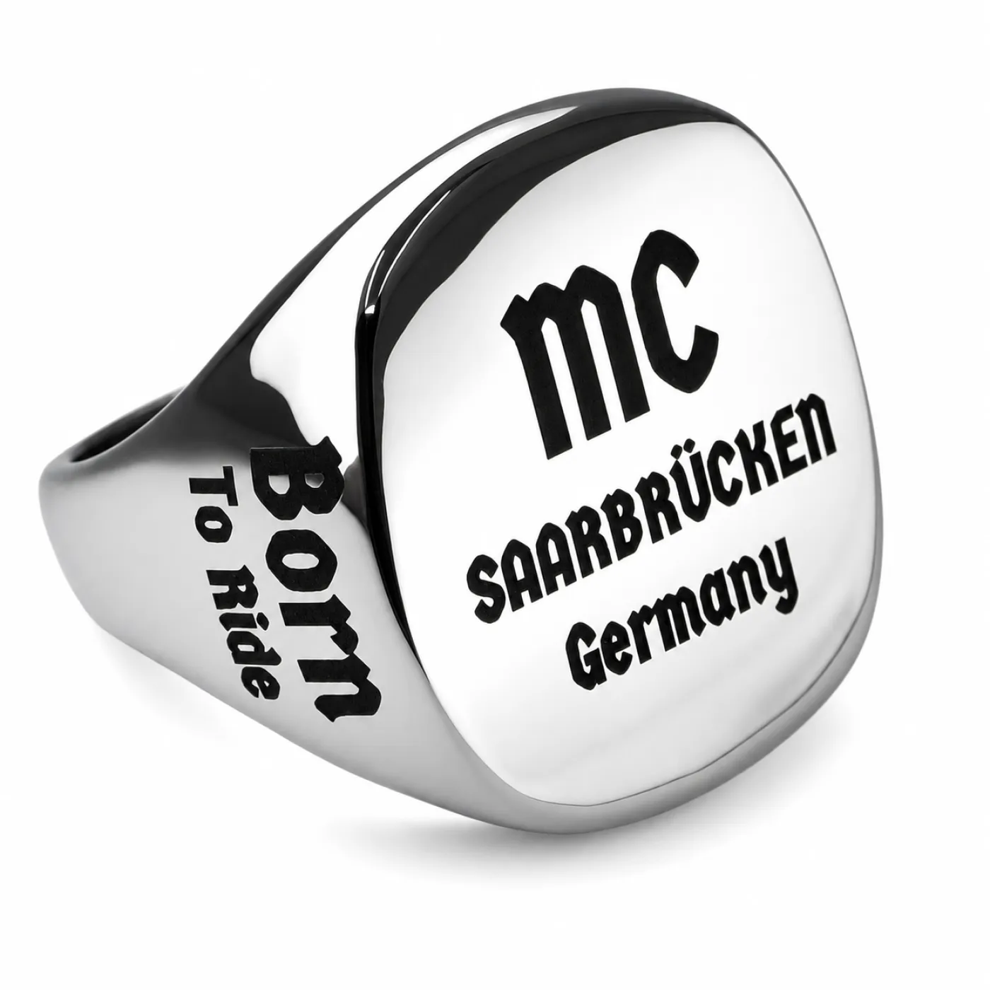 Siegelring aus Edelstahl XXL mit individueller Lasergravur 23 x 23 mm, inklusive Gravur - Oben, Rechts, Links