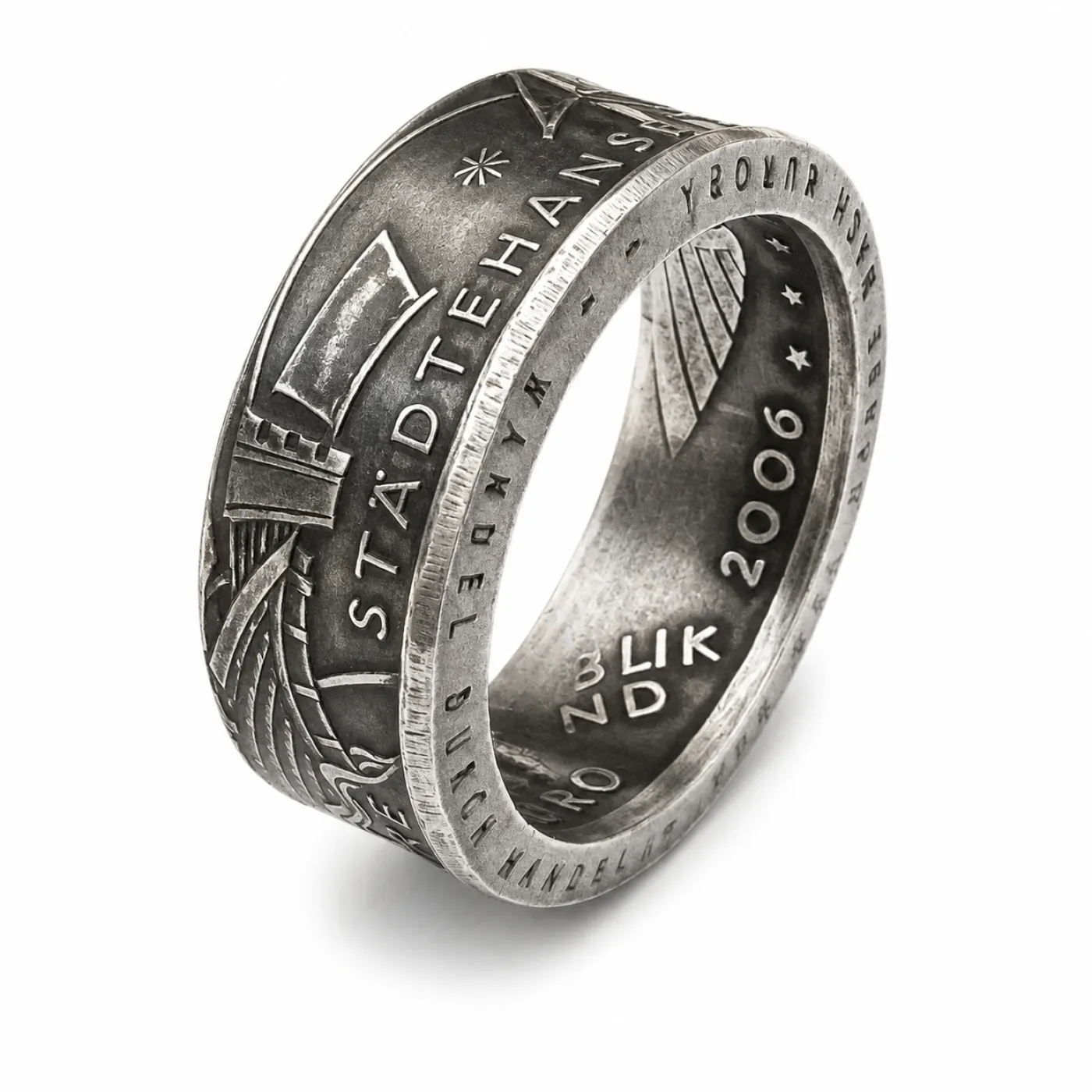 Münzring BRD 10 Euro 2006 650 Jahre Städtehanse Silber 925er Größe 56 bis 74