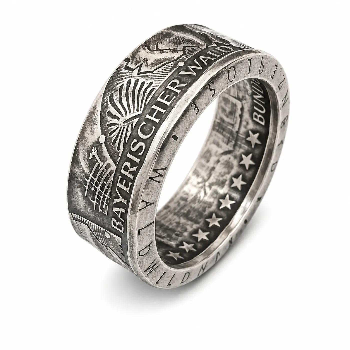 Münzring BRD 10 Euro 2005 Bayerischer Wald Silber 925er Größe 56 bis 74