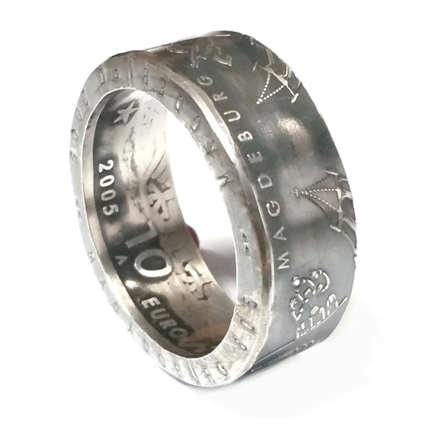 Münzring BRD 10 Euro 2005 Magdeburg Silber 925er Größe 56 bis 74