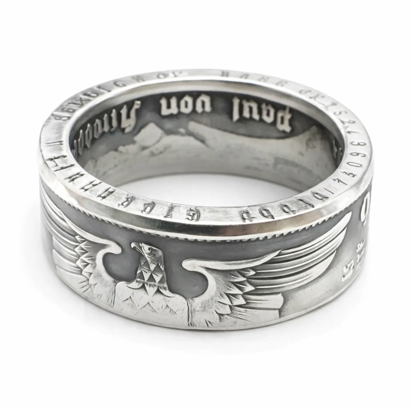 Münzring Deutsches Reich 5 Reichsmark Adler 1936-39 Silber 900er Größe 52 bis 72 • Finish Vintage – Ansicht 1