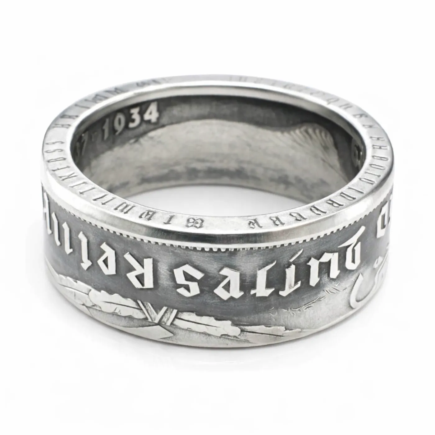 Münzring Deutsches Reich 5 Reichsmark Adler 1936-39 Silber 900er Größe 52 bis 72 • Finish Vintage – Ansicht 2