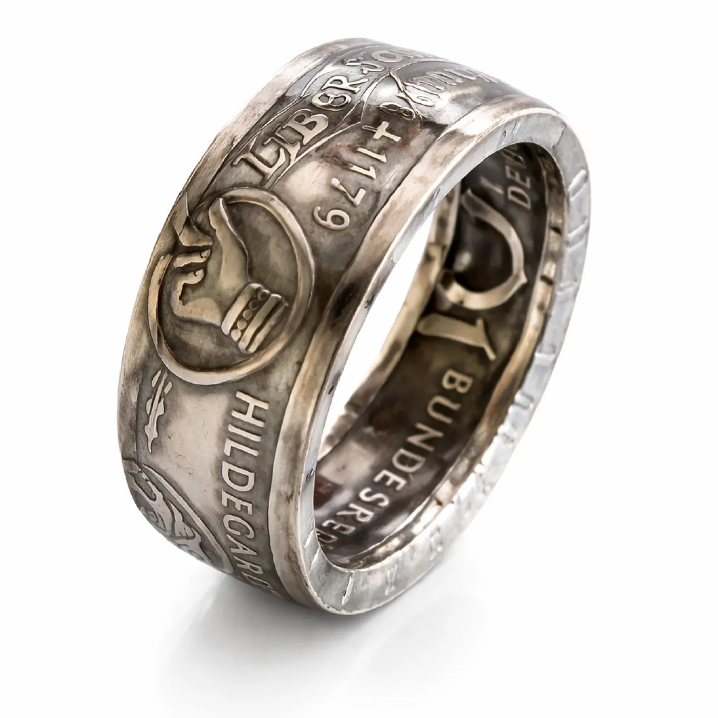Münzring BRD 10 Mark 1998 Hildegard von Bingen Silber 925er Größe 56 bis 72