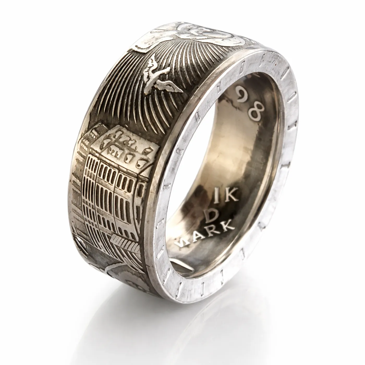 Münzring BRD 10 Mark 1998 Franckesche Stiftungen Silber 925er Größe 56 bis 72 – Ansicht 3