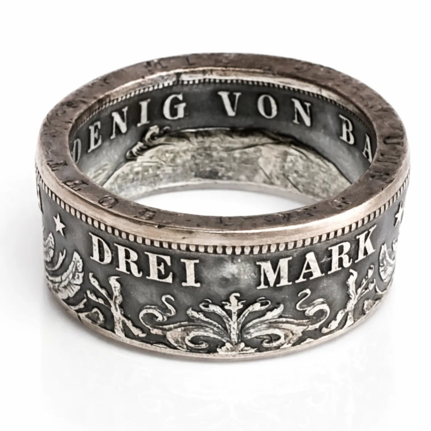 Münzring Kaiserreich 3 Mark Otto König von Bayern Silber 900er Größe 60 bis 74 – Ansicht 1