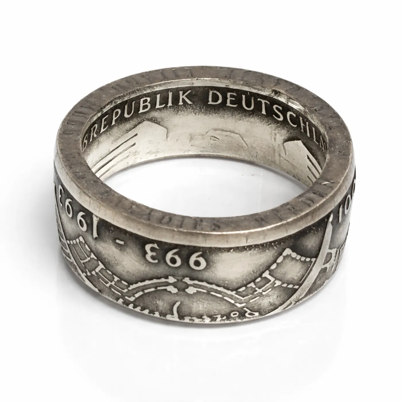Münzring BRD 10 Mark 1993 1000 Jahre Potsdam Silber 625er Größe 56 bis 72 – Ansicht 1
