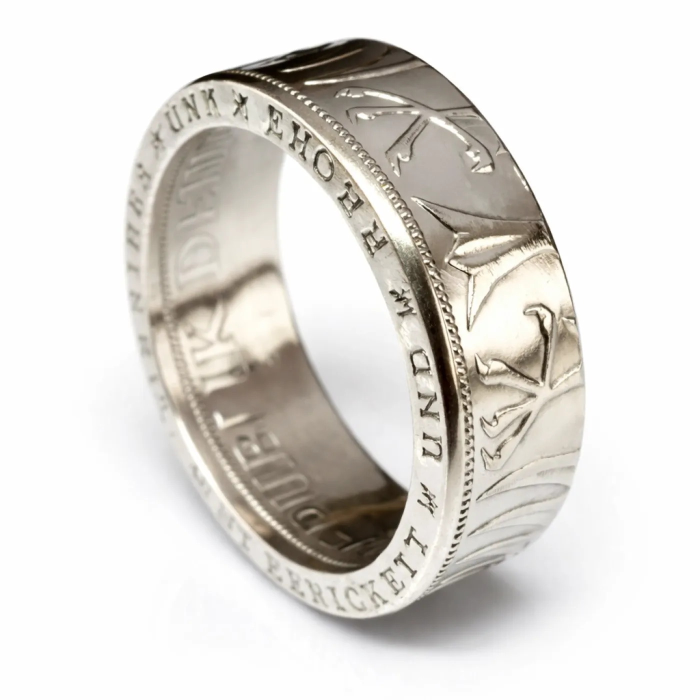 Münzring BRD 5 Mark Silberadler Silber 625er Größe 52 bis 72 • Finish Silber – Ansicht 2
