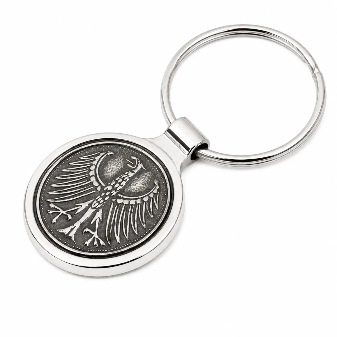 Metall-Schlüsselanhänger 5 Mark Adler 1951 bis 1974 aus Silber 625er, optional mit Gravur