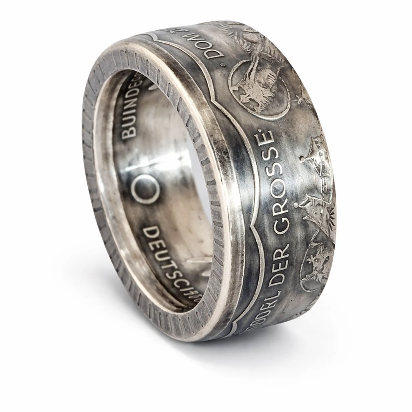 Münzring BRD 10 Mark 2000 Karl der Große Silber 925er Größe 56 bis 72
