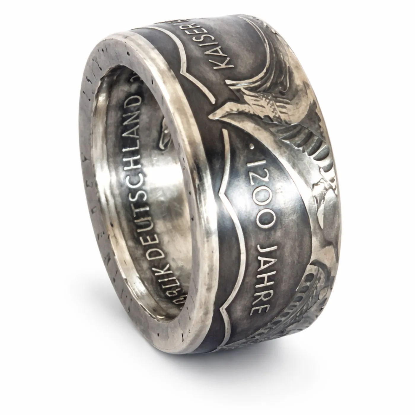 Münzring BRD 10 Mark 2000 Karl der Große Silber 925er Größe 56 bis 72 – Ansicht 3