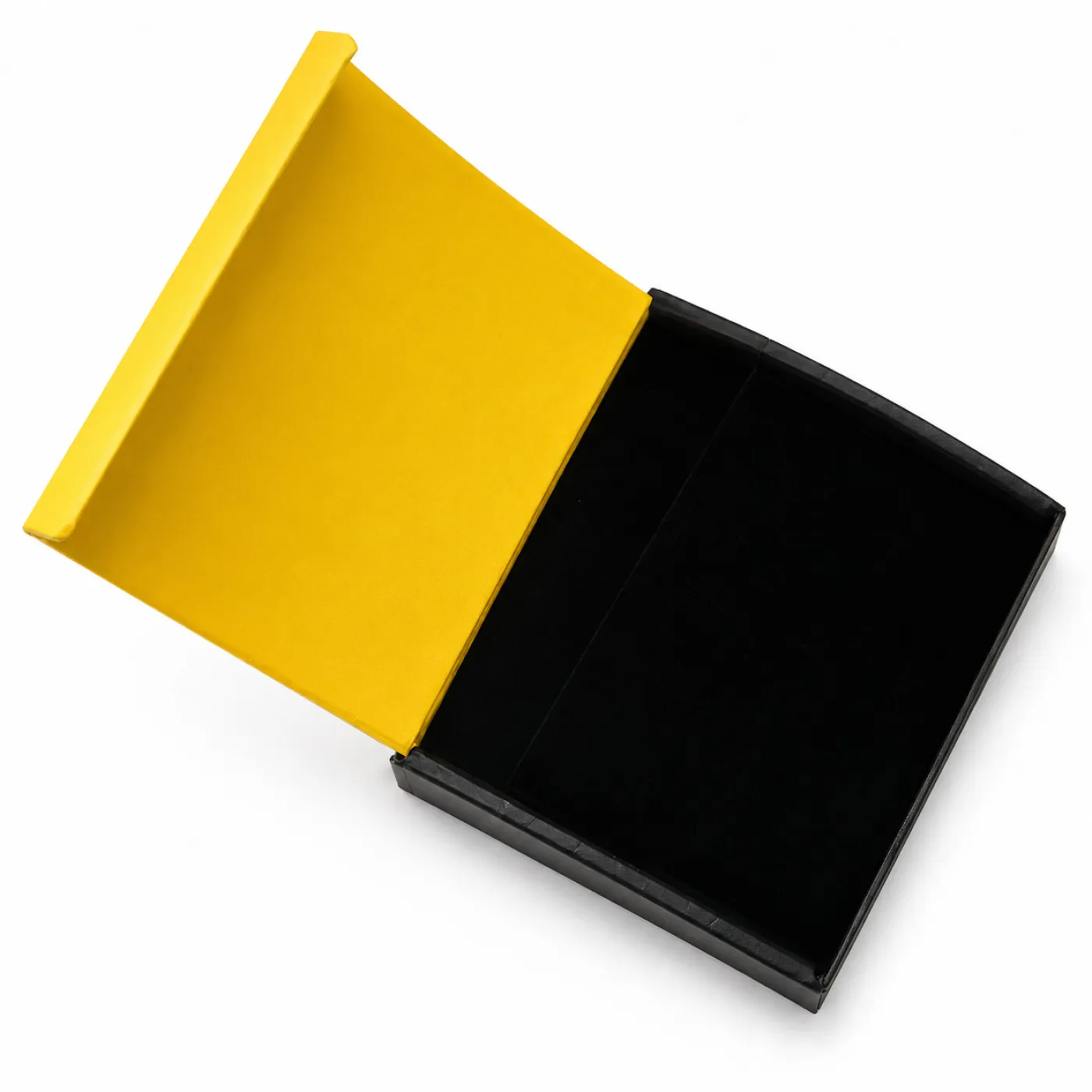 Schmuckschachtel aus Karton schwarz/gelb 95x95x31mm – Ansicht 2