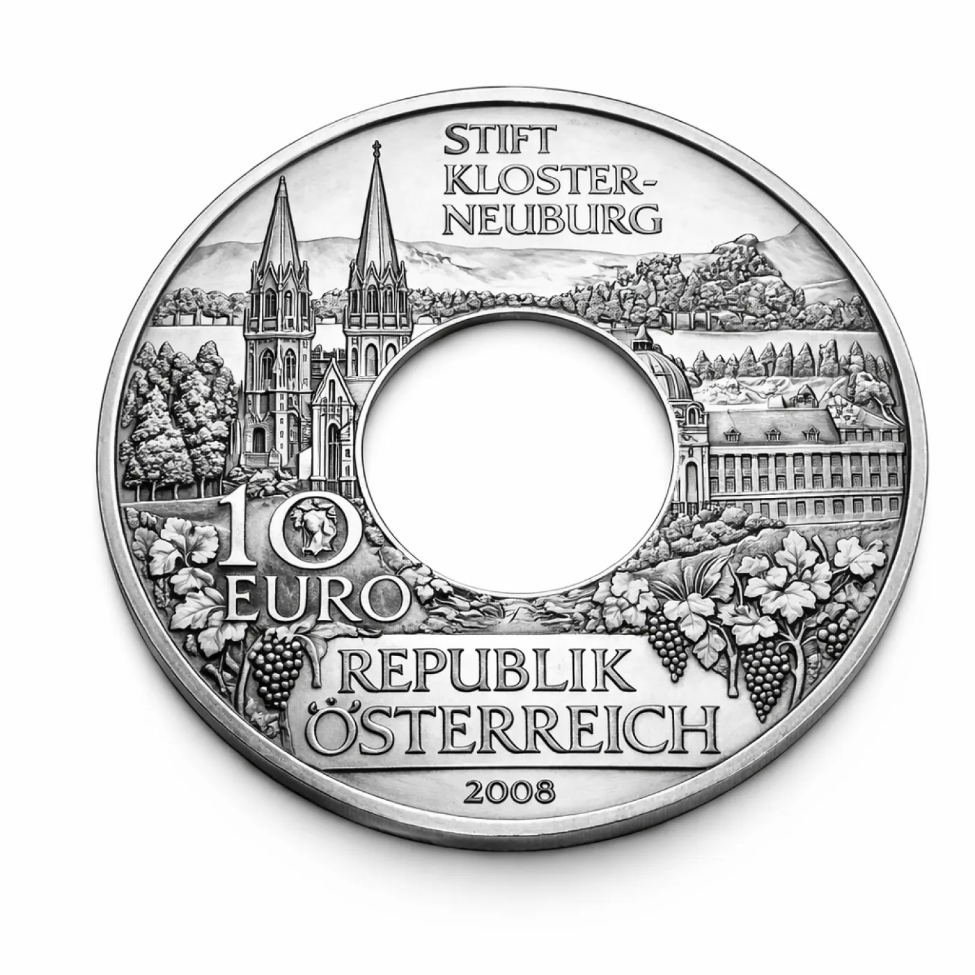 Münzring Österreich 10 Euro 2008 Stift Kloster-Neuburg Silber 925er Größe 56 bis 74 – Ansicht 1