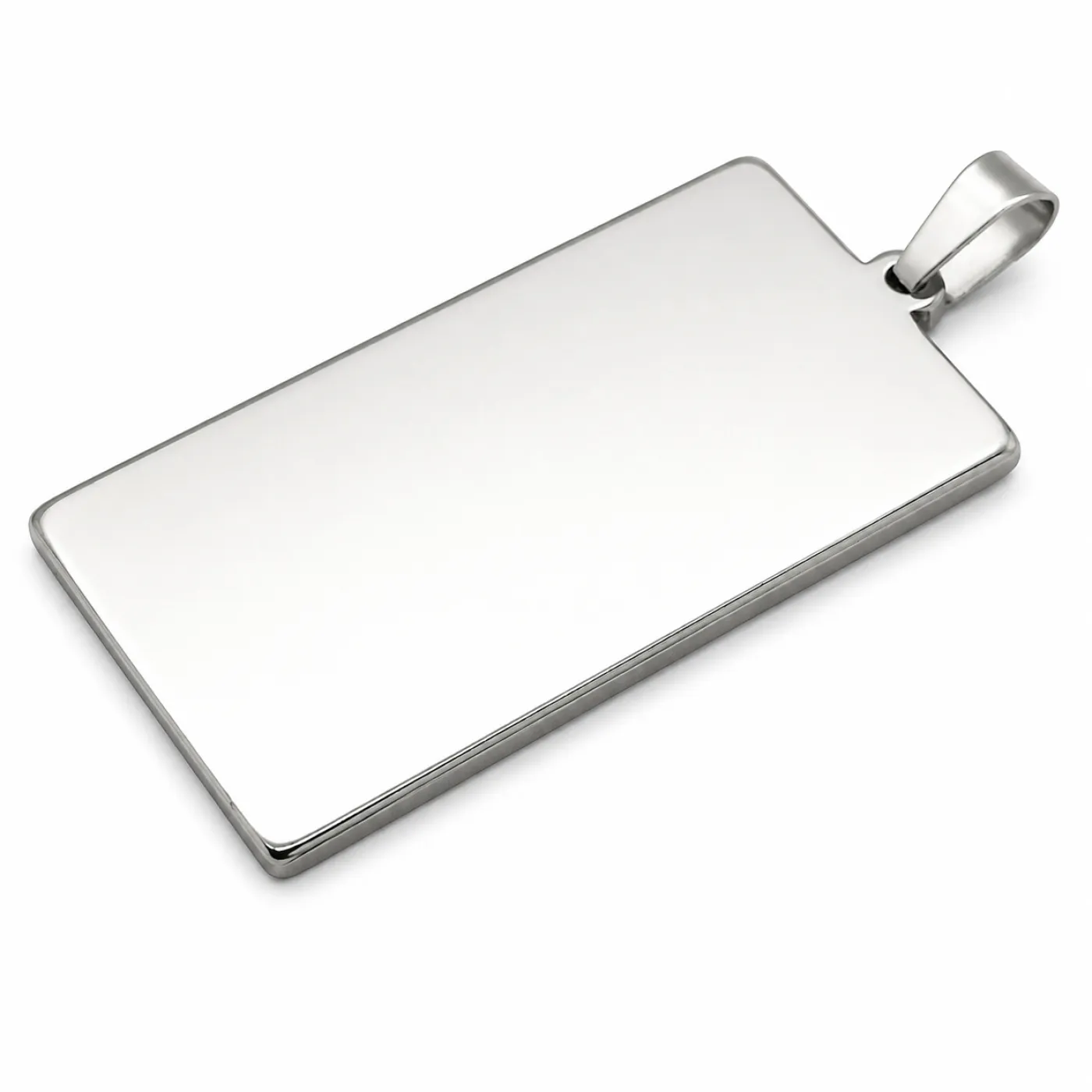 Anhänger-Rohling aus Edelstahl, Rechteck / Innen 19x38 mm » Personalisierbar, Farbton Silber – Ansicht 2