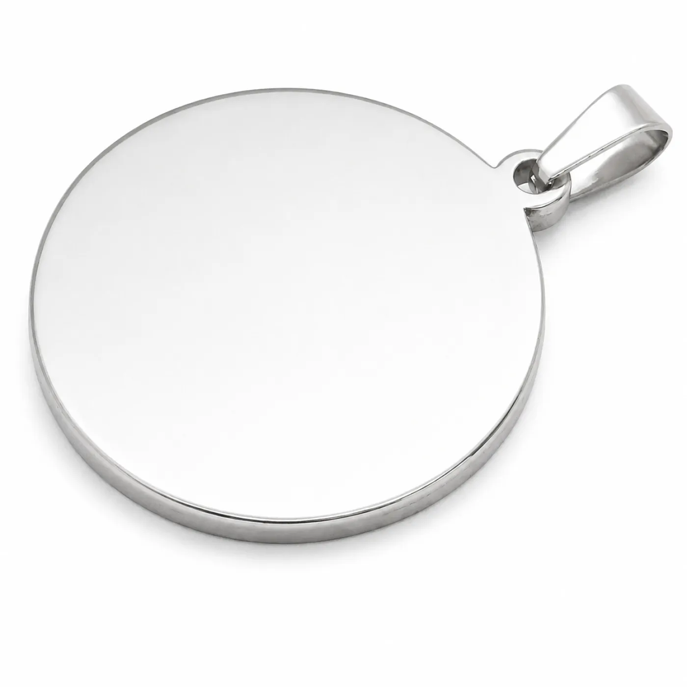 Anhänger-Rohling aus Edelstahl, rund / Innen Ø 25 mm » Personalisierbar, Farbton Silber – Ansicht 2