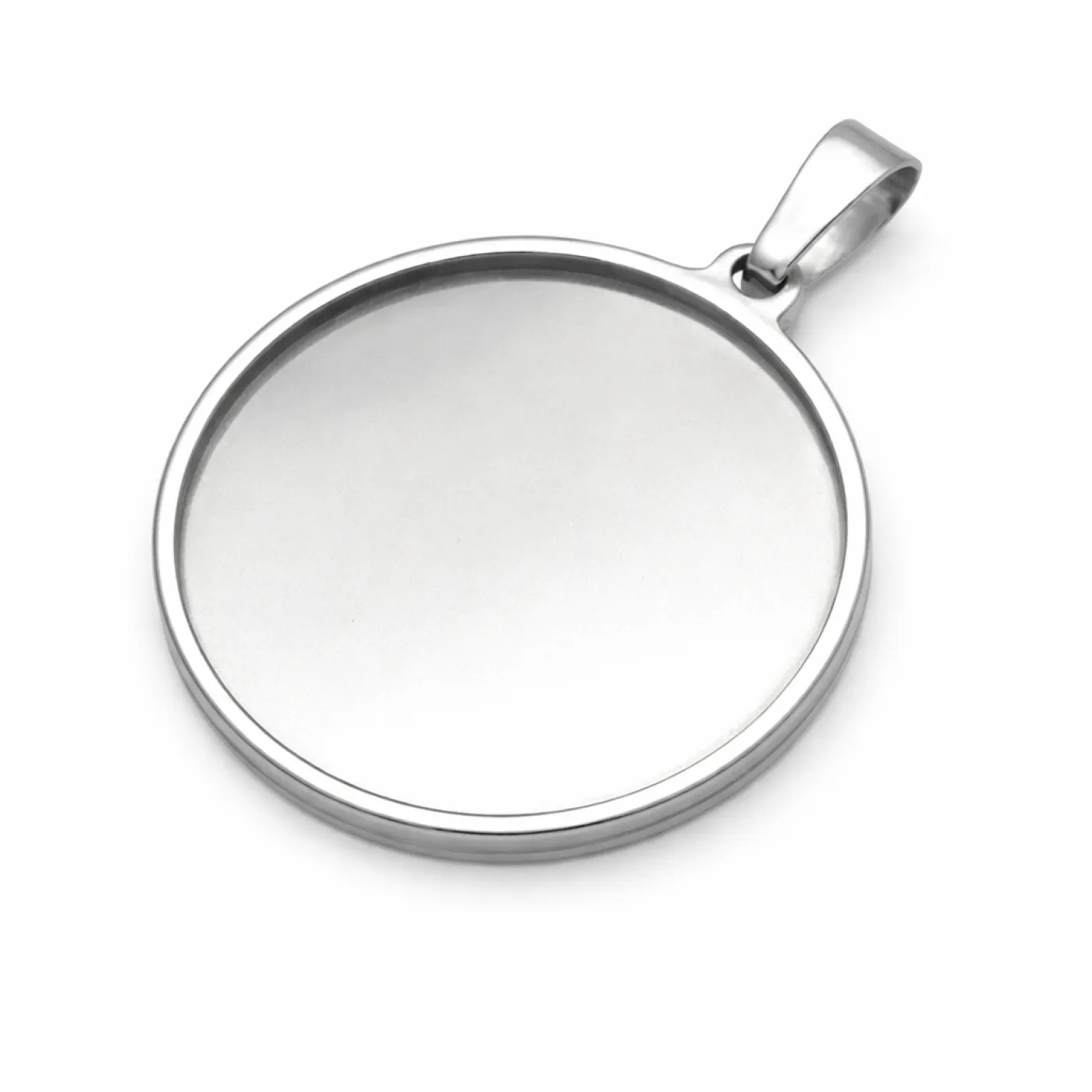 Anhänger-Rohling aus Edelstahl, rund / Innen Ø 40 mm, optional mit Gravur, Farbton Silber