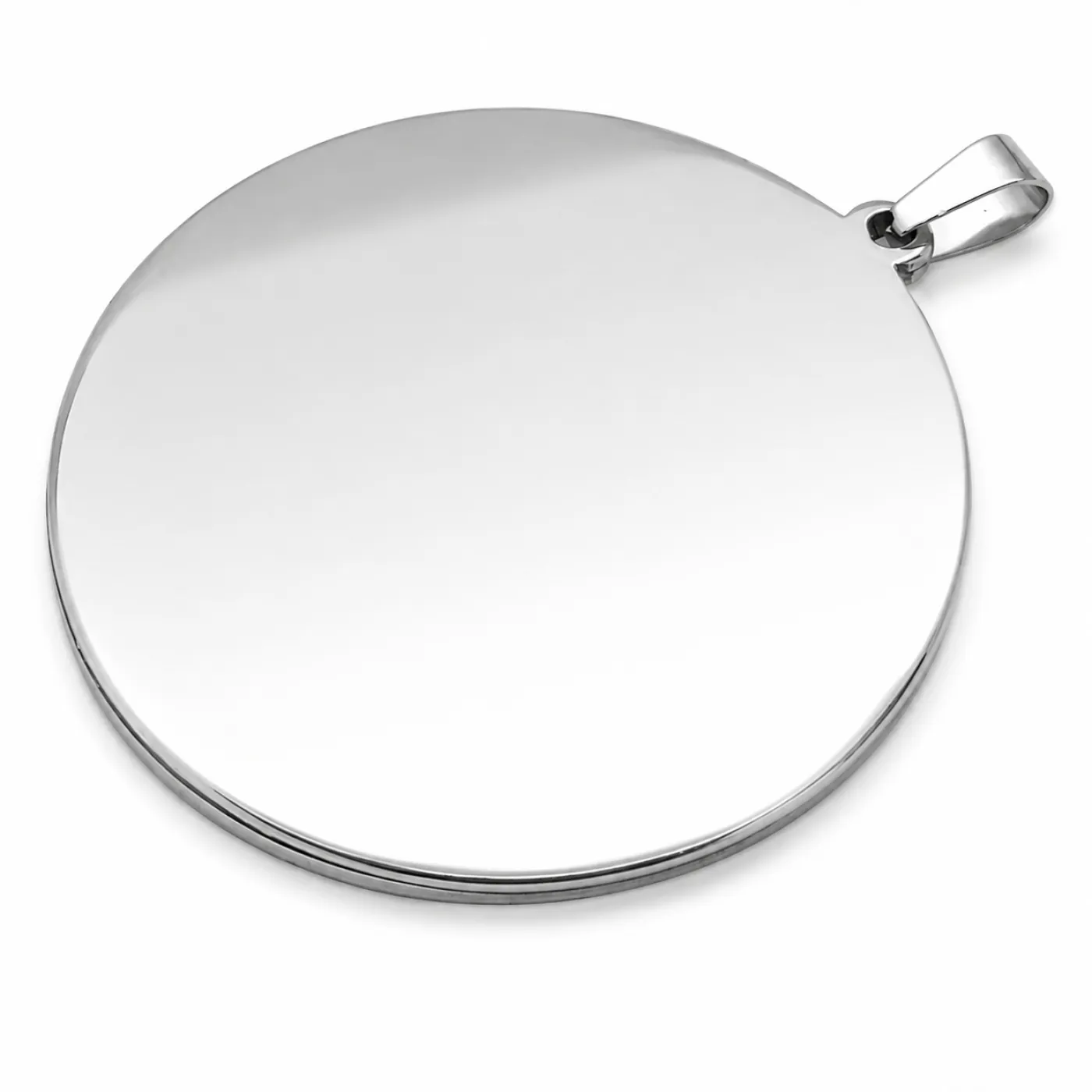 Anhänger-Rohling aus Edelstahl, rund / Innen Ø 40 mm » Personalisierbar, Farbton Silber – Ansicht 2