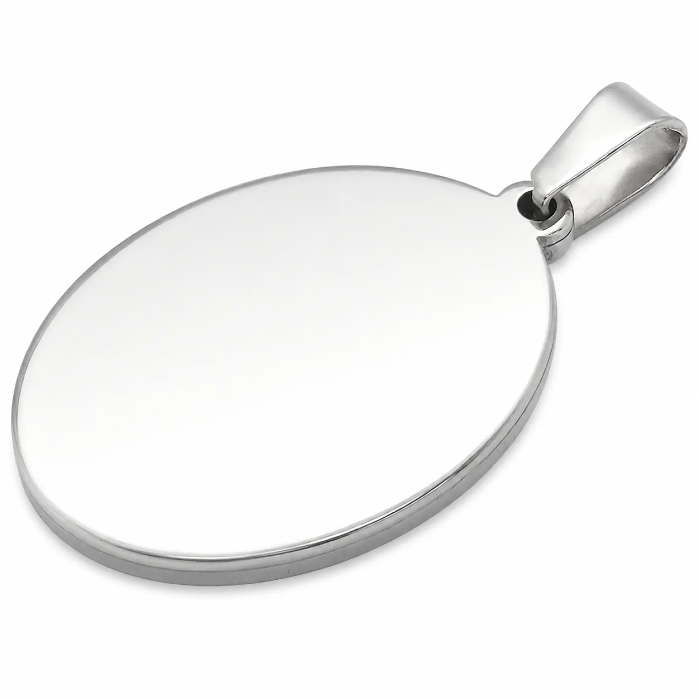 Anhänger-Rohling aus Edelstahl, oval / Innen 18x25 mm » Personalisierbar, Farbton Silber – Ansicht 2