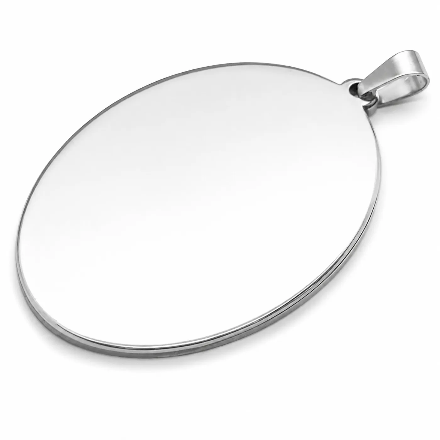 Anhänger-Rohling aus Edelstahl, oval / Innen 30x40 mm » Personalisierbar, Farbton Silber – Ansicht 2