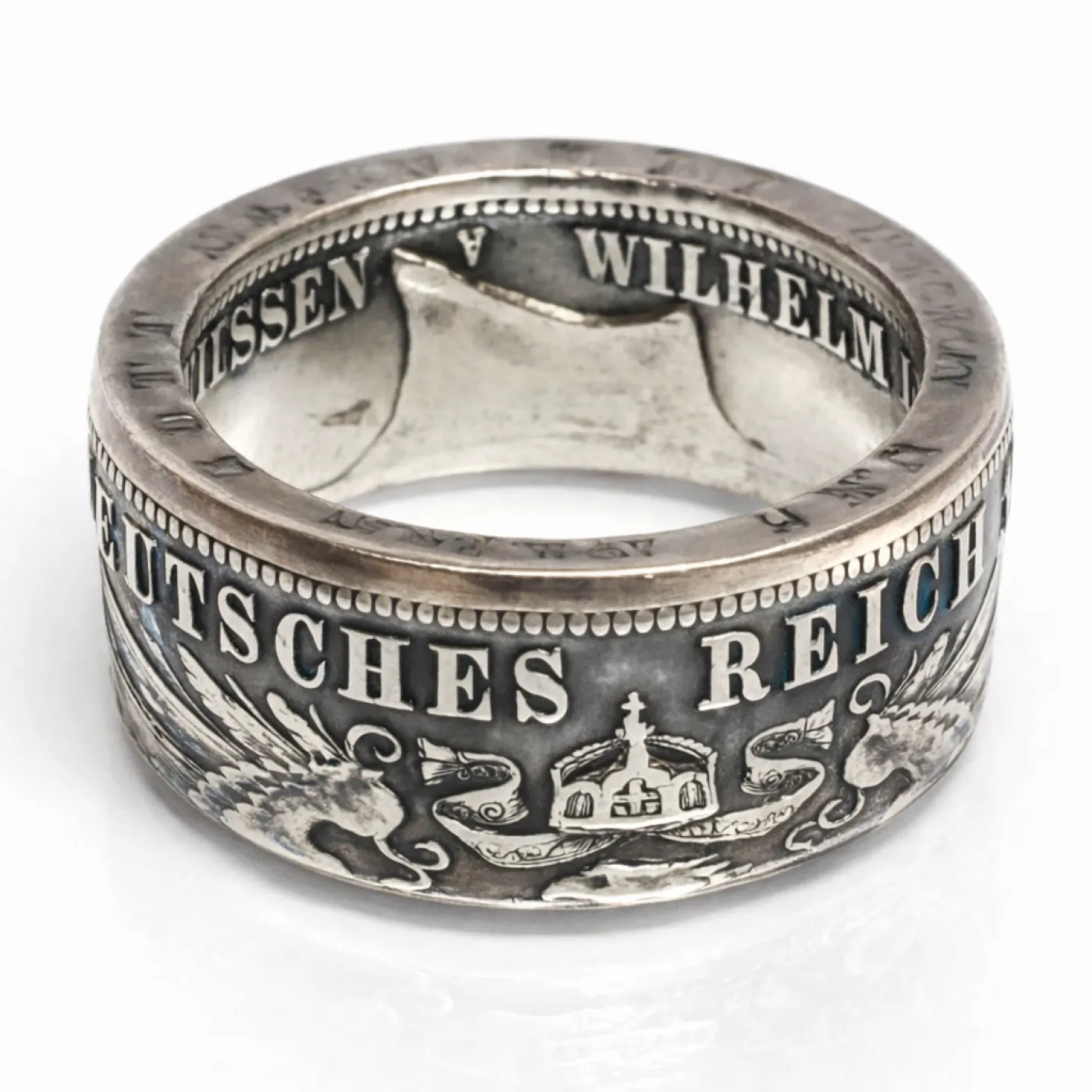 Münzring Kaiserreich 3 Mark Wilhelm II Preußen Silber 900er Größe 60 bis 74 – Ansicht 4