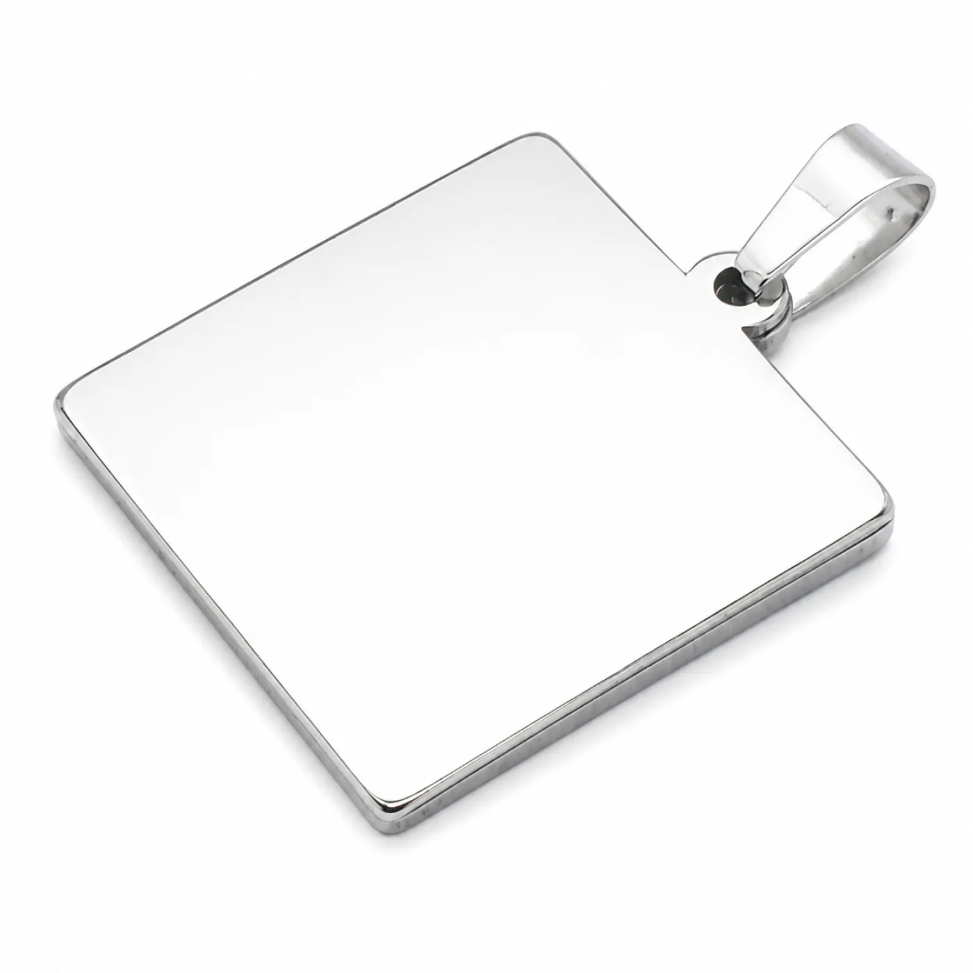 Anhänger-Rohling aus Edelstahl, Quadrat / Innen 30x30 mm » Personalisierbar, Farbton Silber – Ansicht 2