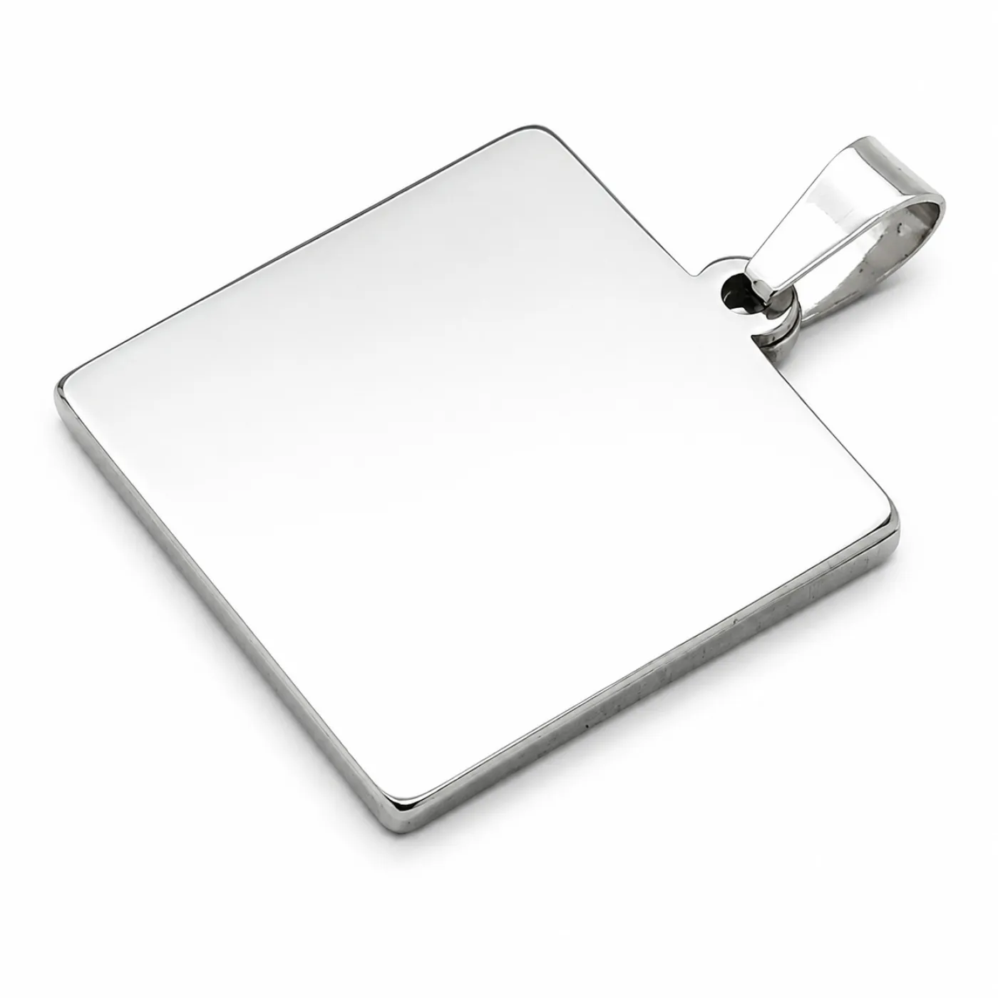 Anhänger-Rohling aus Edelstahl, Quadrat / Innen 20x20 mm » Personalisierbar, Farbton Silber – Ansicht 2