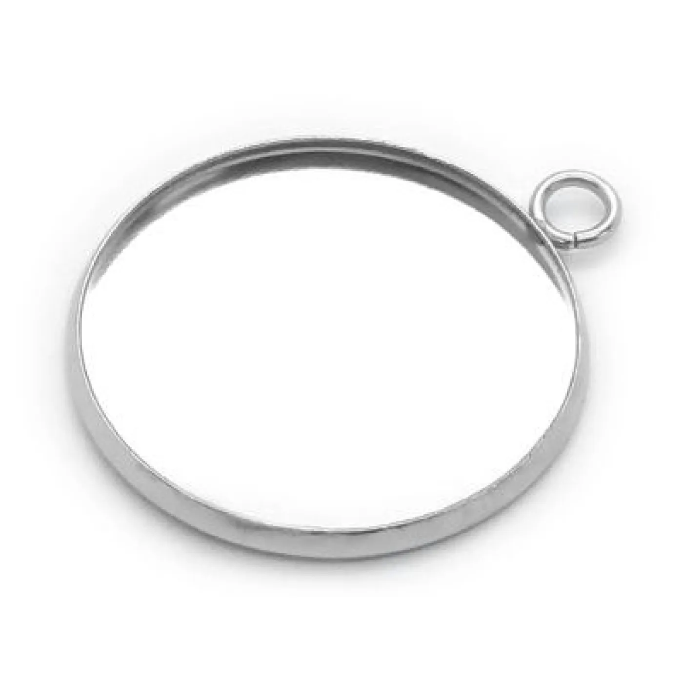 Anhänger-Rohling aus Edelstahl, rund / Innen Ø 25 mm, optional mit Gravur, Farbton Silber