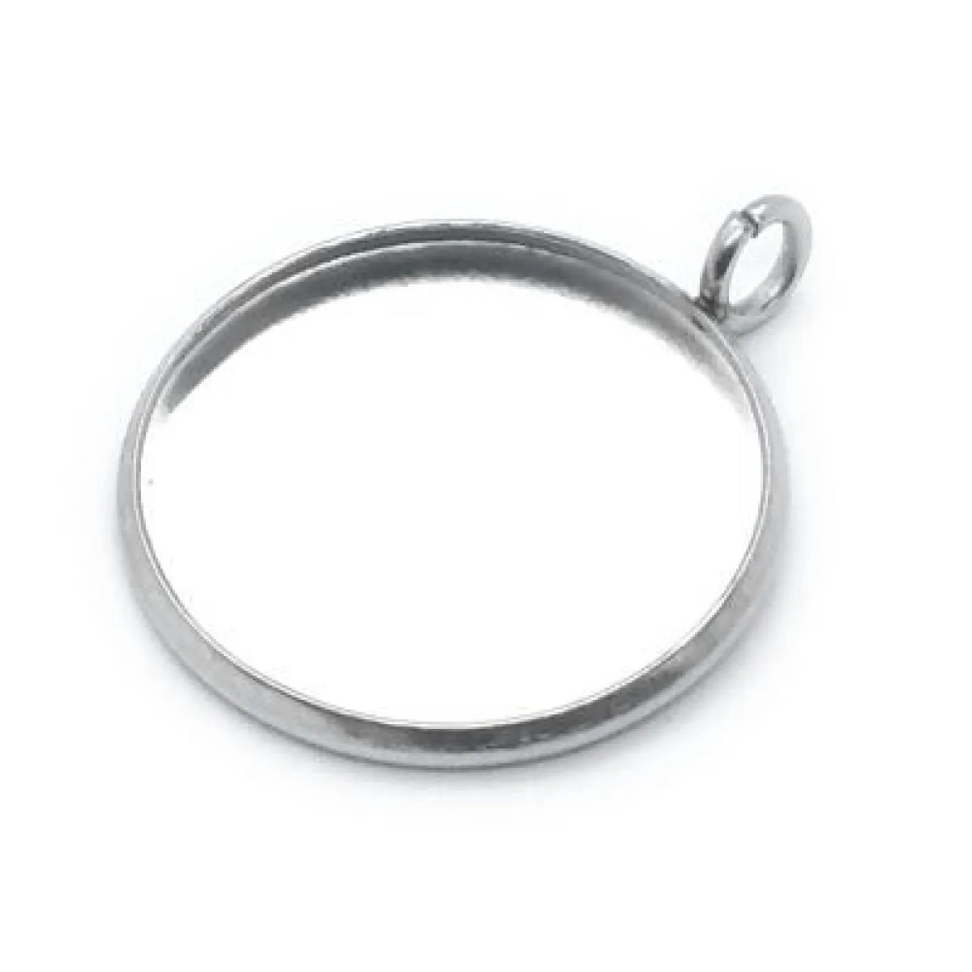 Anhänger-Rohling aus Edelstahl, rund / Innen Ø 18 mm, optional mit Gravur, Farbton Silber