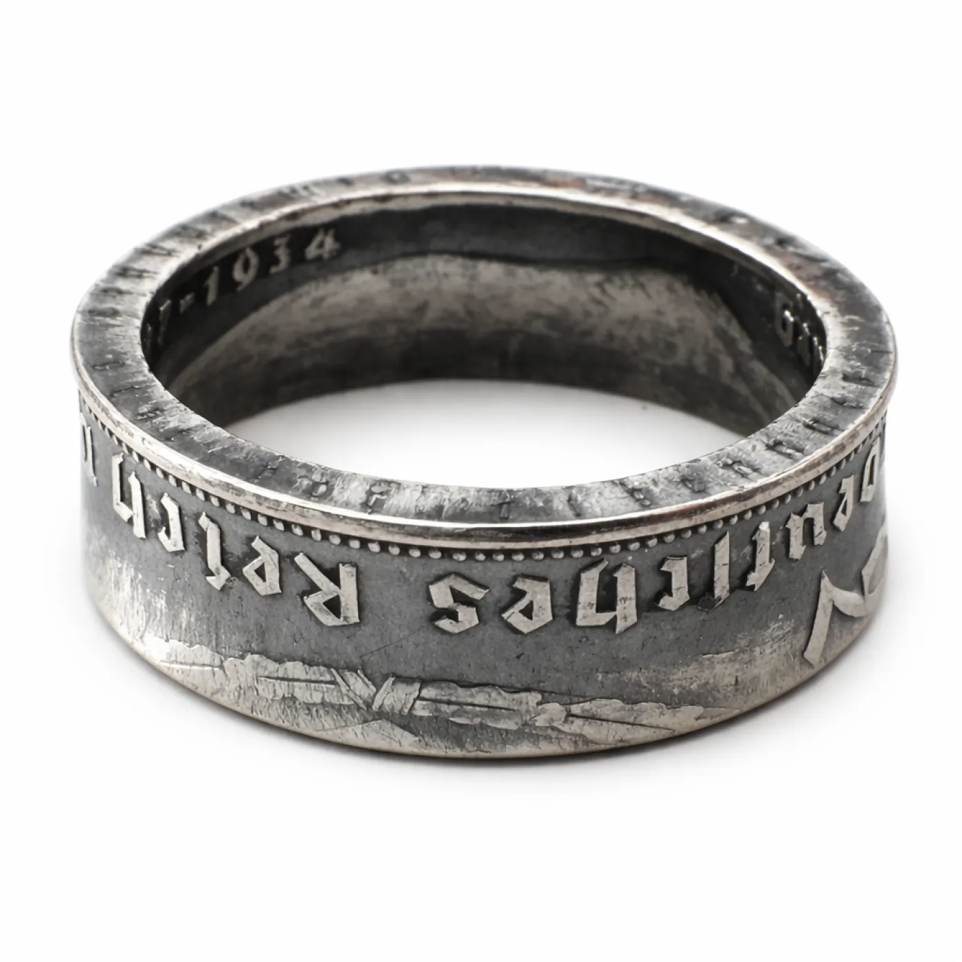 Münzring Deutsches Reich 2 Reichsmark Adler 1936-39 Silber 625er Größe 52 bis 60 • Finish Vintage – Ansicht 2