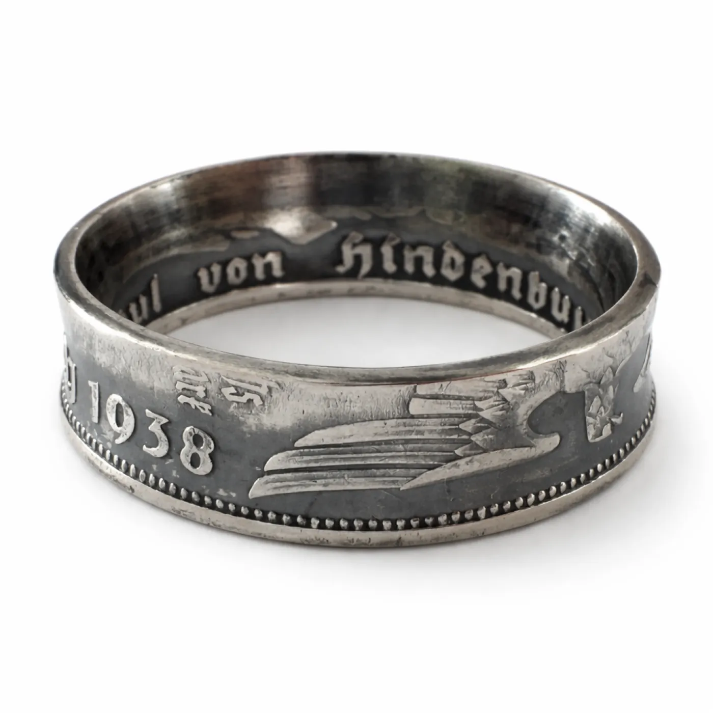 Münzring Deutsches Reich 2 Reichsmark Adler 1936-39 Silber 625er Größe 52 bis 60 • Finish Vintage – Ansicht 1