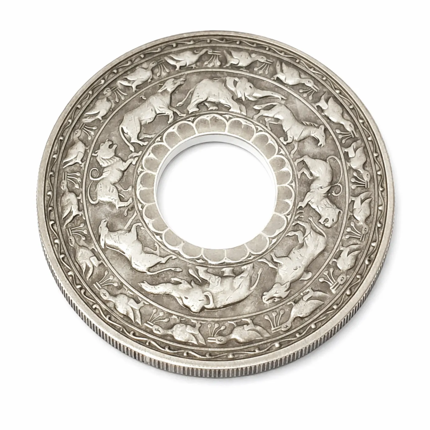 Münzring Sri Lanka 5 Rupees 1957 Silber 925er Buddhismus Größe 60 bis 74 – Ansicht 1
