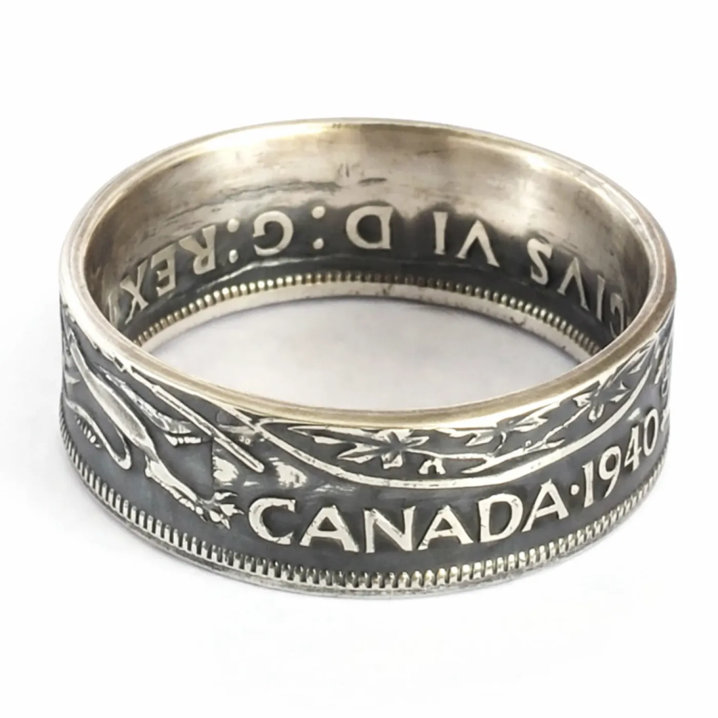Münzring Kanada 50 Cents 1936-1952 Silber 800er Größe 58 bis 72 – Ansicht 3