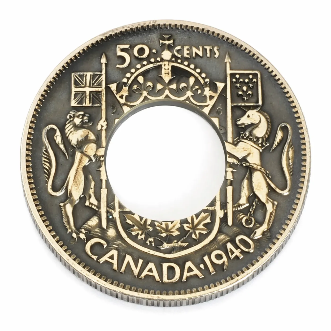 Münzring Kanada 50 Cents 1936-1952 Silber 800er Größe 58 bis 72 – Ansicht 4