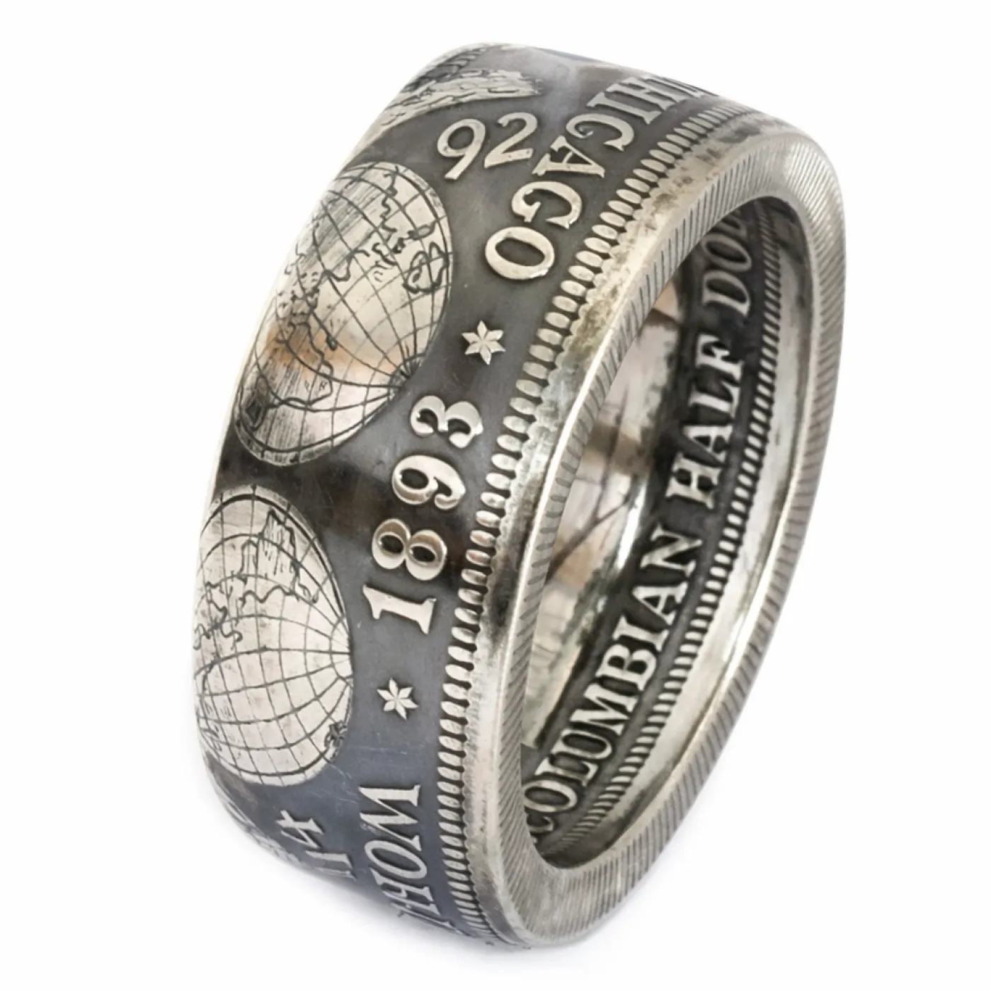 Münzring USA 1/2 Dollar 1893 Columbian Exposition Silber 900er Größe 58 bis 72