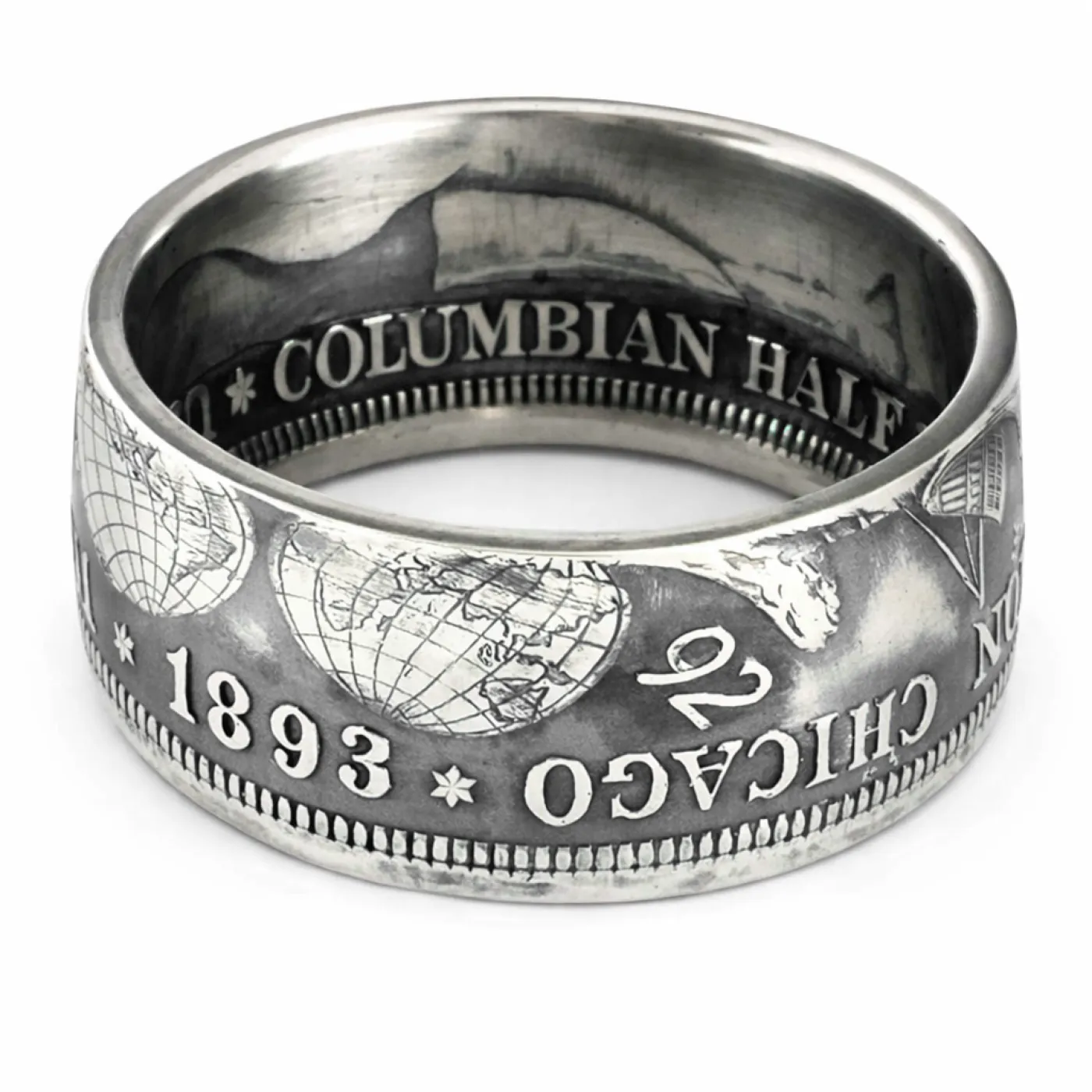 Münzring USA 1/2 Dollar 1893 Columbian Exposition Silber 900er Größe 58 bis 72 – Ansicht 1