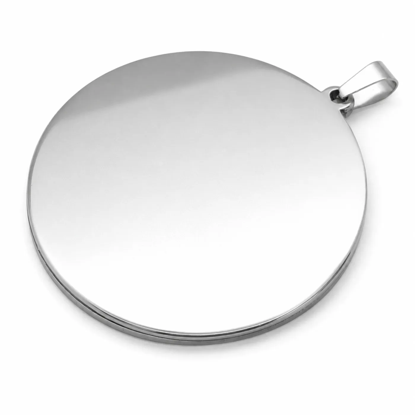 Anhänger-Rohling aus Edelstahl, rund / Innen Ø 35 mm » Personalisierbar, Farbton Silber – Ansicht 2