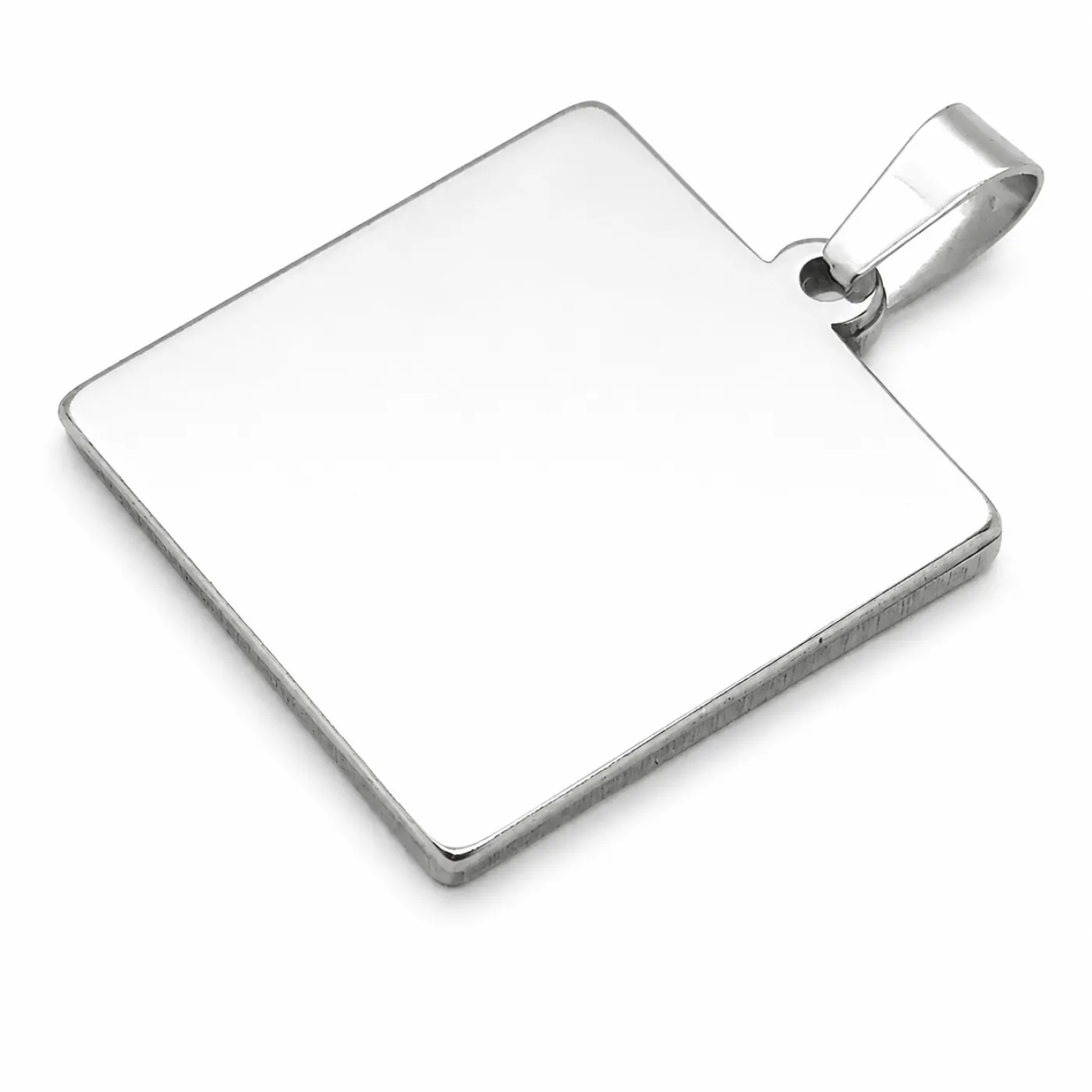 Anhänger-Rohling aus Edelstahl, Quadrat / Innen 25x25 mm » Personalisierbar, Farbton Silber – Ansicht 2