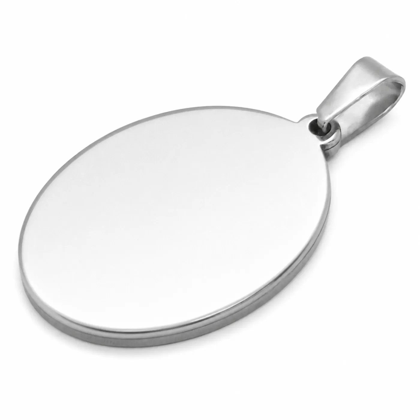 Anhänger-Rohling aus Edelstahl, oval / Innen 13x18 mm » Personalisierbar, Farbton Silber – Ansicht 2