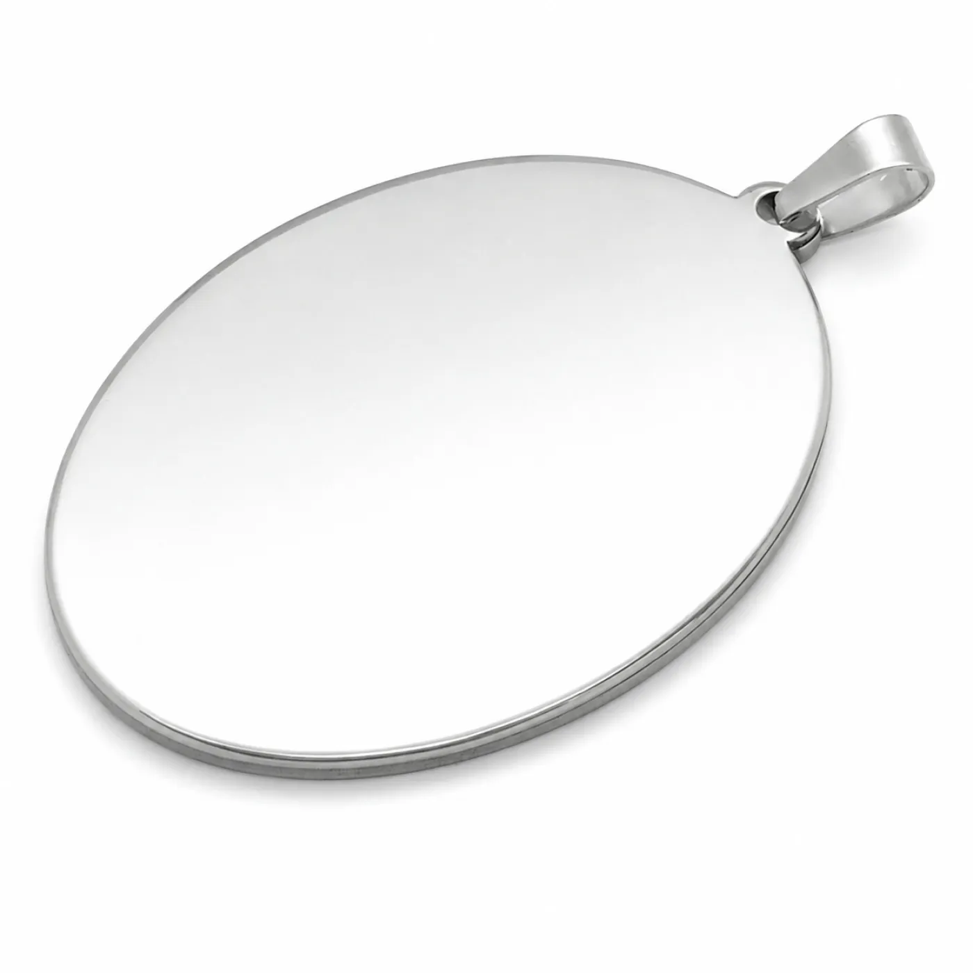 Anhänger-Rohling aus Edelstahl, oval / Innen 20x30 mm » Personalisierbar, Farbton Silber – Ansicht 2