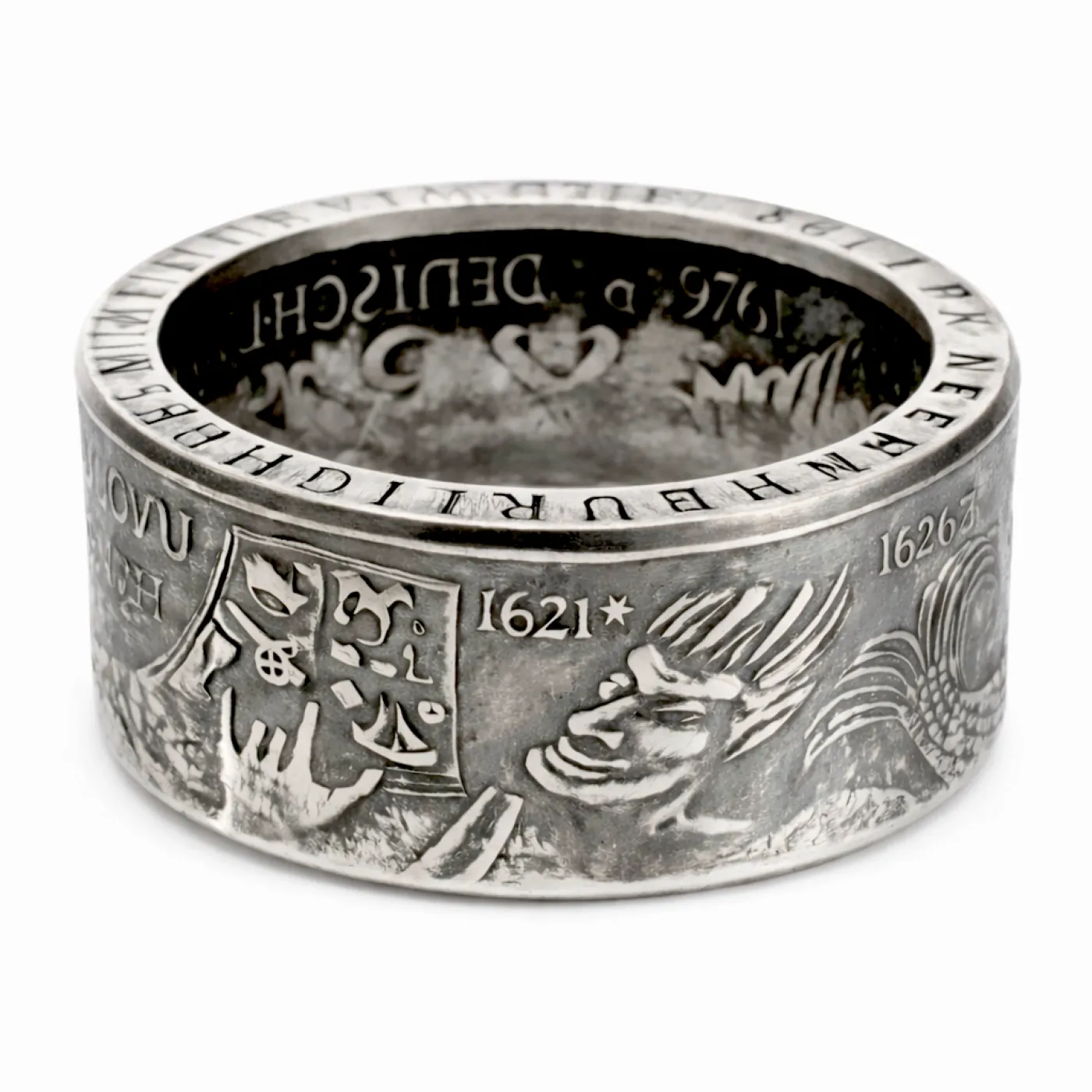 Münzring BRD 5 Mark 1976 Grimmelshausen Silber 625er Größe 54 bis 72